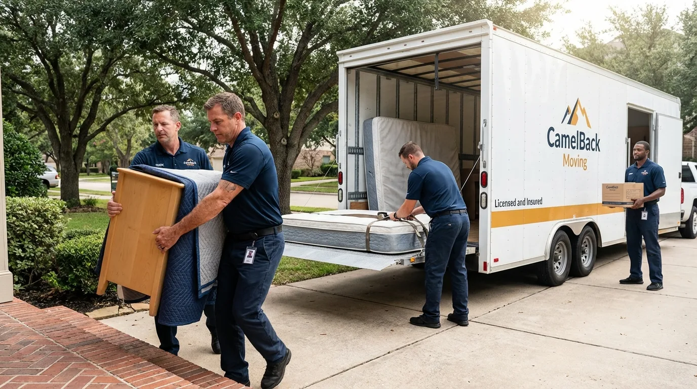 Crew loading residential truck for cross-state move from Gilford, NH